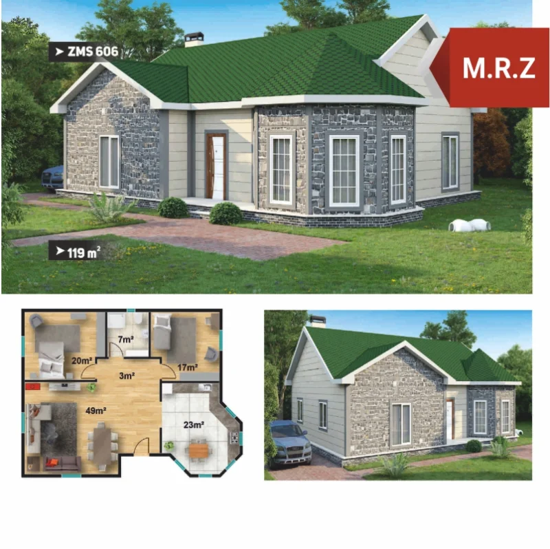 119 m2 Tek Katlı Çelik Evler