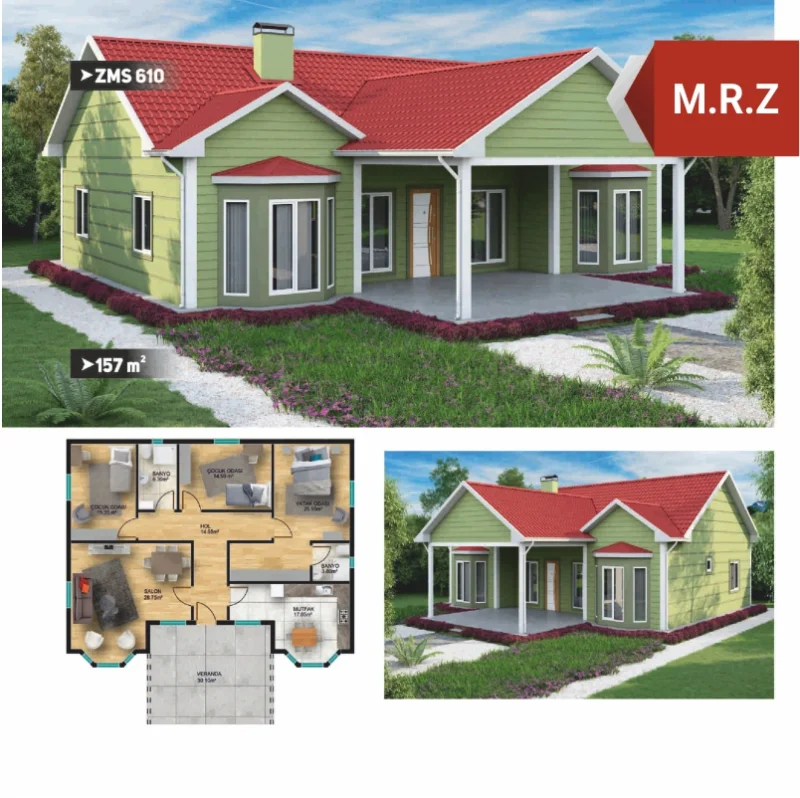 157 m2 Tek Katlı Çelik Evler