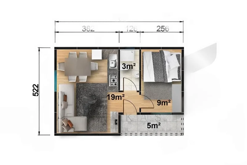 40 m2 Tek Katlı Prefabrik Ev
