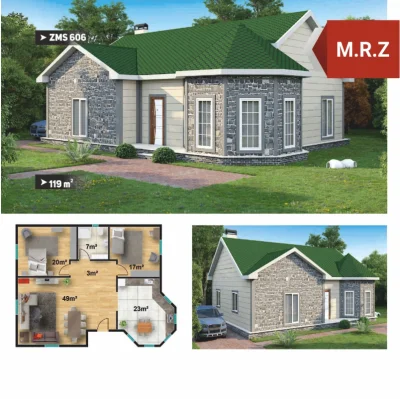 119 m2 Tek Katlı Çelik Evler