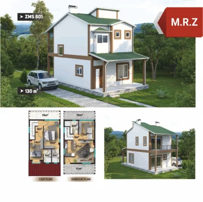 130 M2 Çift Katlı Çelik Ev